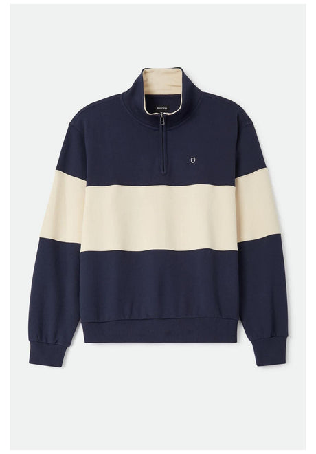 Brixton Danville Quarter Zip Fleece Sweatshirt navy-whitecap – Set forfra