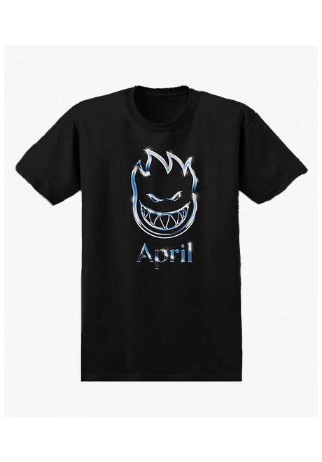 Spitfire x April Chrome Bighead Camiseta black – Vista frontal