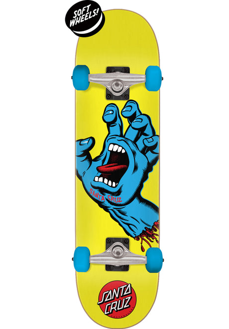 Santa-Cruz Screaming Hand Mini Skateboard complet yellow – Vue de face