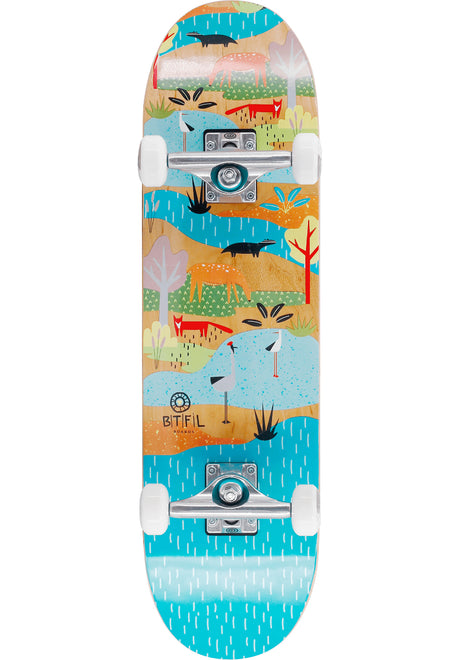 BTFL Longboards Bjoerk Kids Skateboard Complete multicolored – Front view