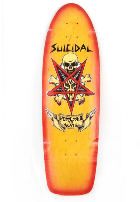 Dogtown Suicidal Possessed To Skate 70's Classic Planche yellow stain-red fade – Vue de face