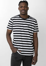 Atticus Frame Stripe T-shirt black-white – Weergave 1