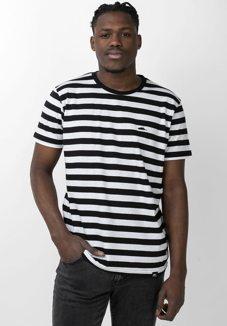 Atticus Frame Stripe T-Shirt black-white – View 1