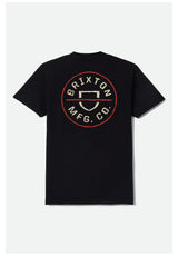 Brixton Crest II T-shirt black-ivory-brickred – Vista frontale