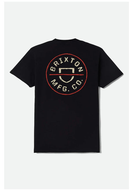 Brixton Crest II Camiseta black-ivory-brickred – Vista frontal