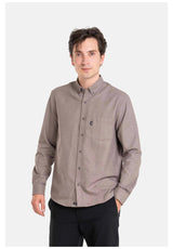 Reell Nordic Shirt-Longsleeve lightbrown – Front view