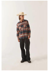 Brixton Bowery Flannel Shirt-Longsleeve multi-shadow – Back view