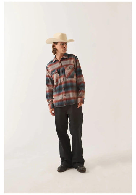Brixton Bowery Flannel Skjorte-langærmet multi-shadow – Set bagfra