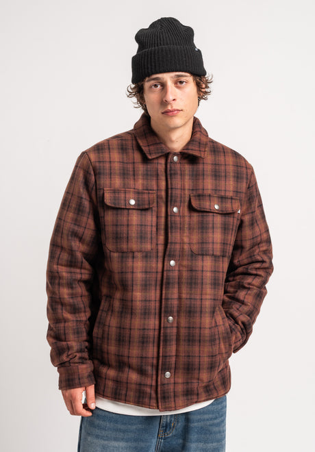 TITUS Thage Tussenseizoensjas darkbrown checked – Achteraanzicht