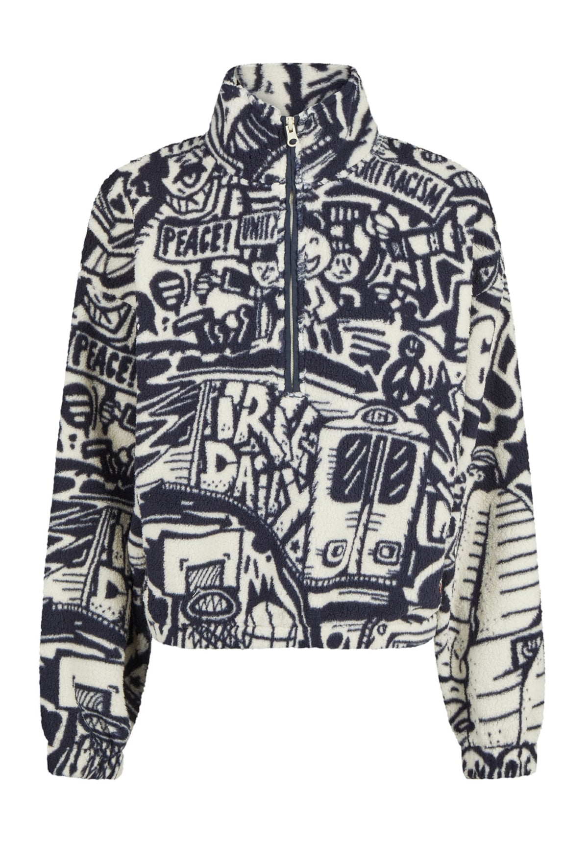 iriedaily Arkta Teddy Troyer Sweatshirt navy-white – Detail view 1
