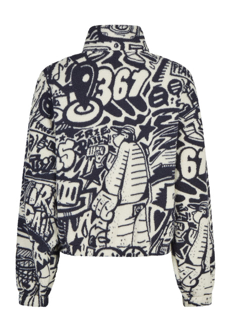 iriedaily Arkta Teddy Troyer Sweatshirt navy-white – Back view