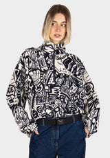 iriedaily Arkta Teddy Troyer Sweatshirt navy-white – Front view