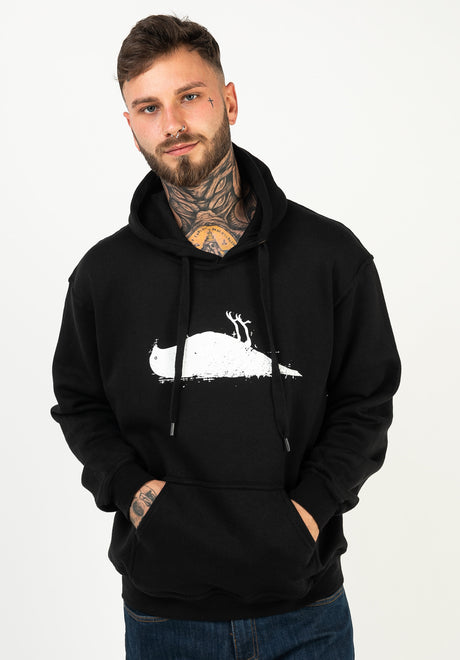 Atticus Bird Hoodie-sweater black-white – Weergave 1
