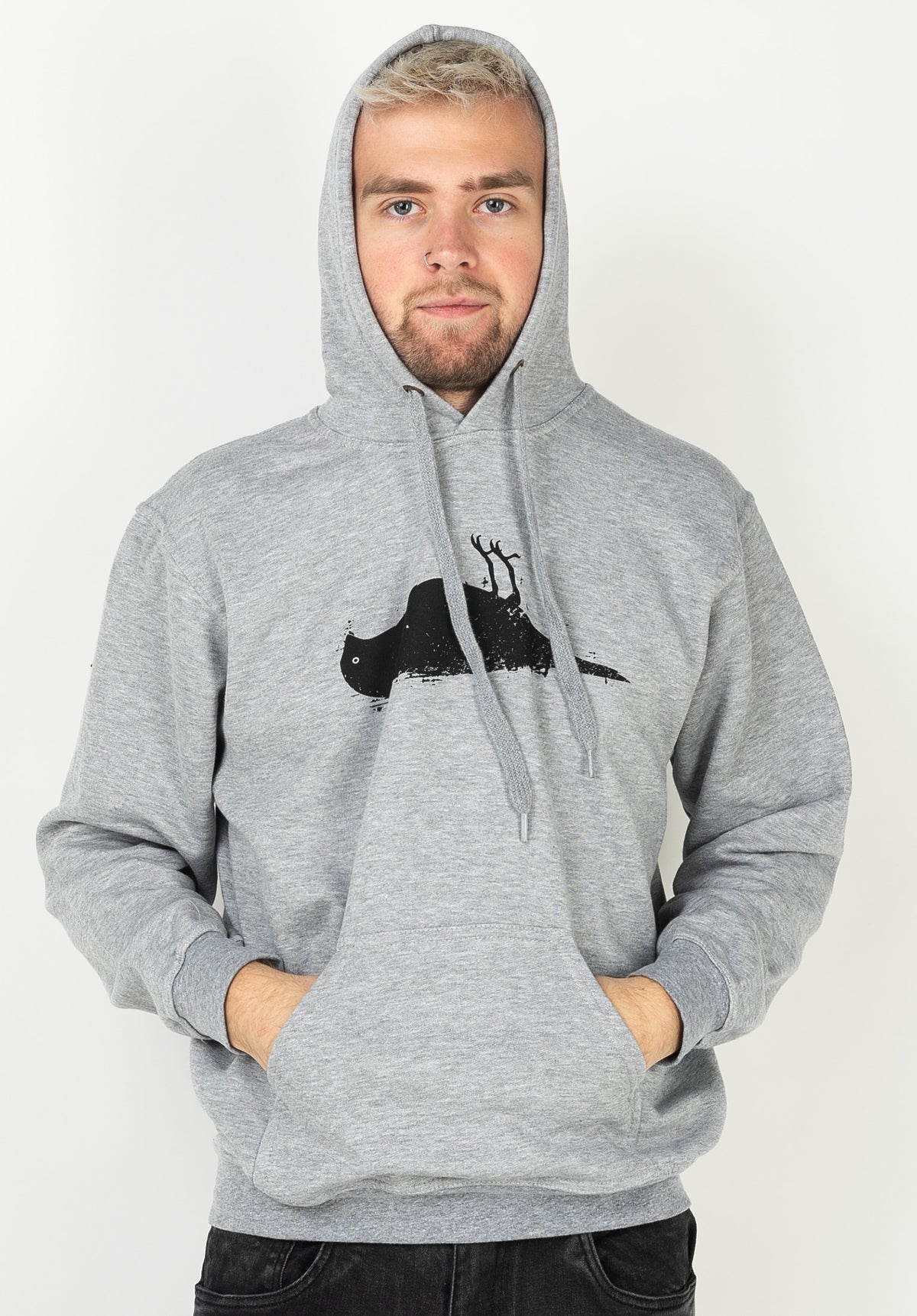 Atticus Bird Hoodie-sweater heathergrey – Weergave 2