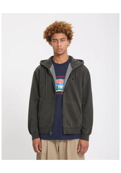 Volcom Single Stone Zip Zip-Hoodie rinsedblack – Set forfra