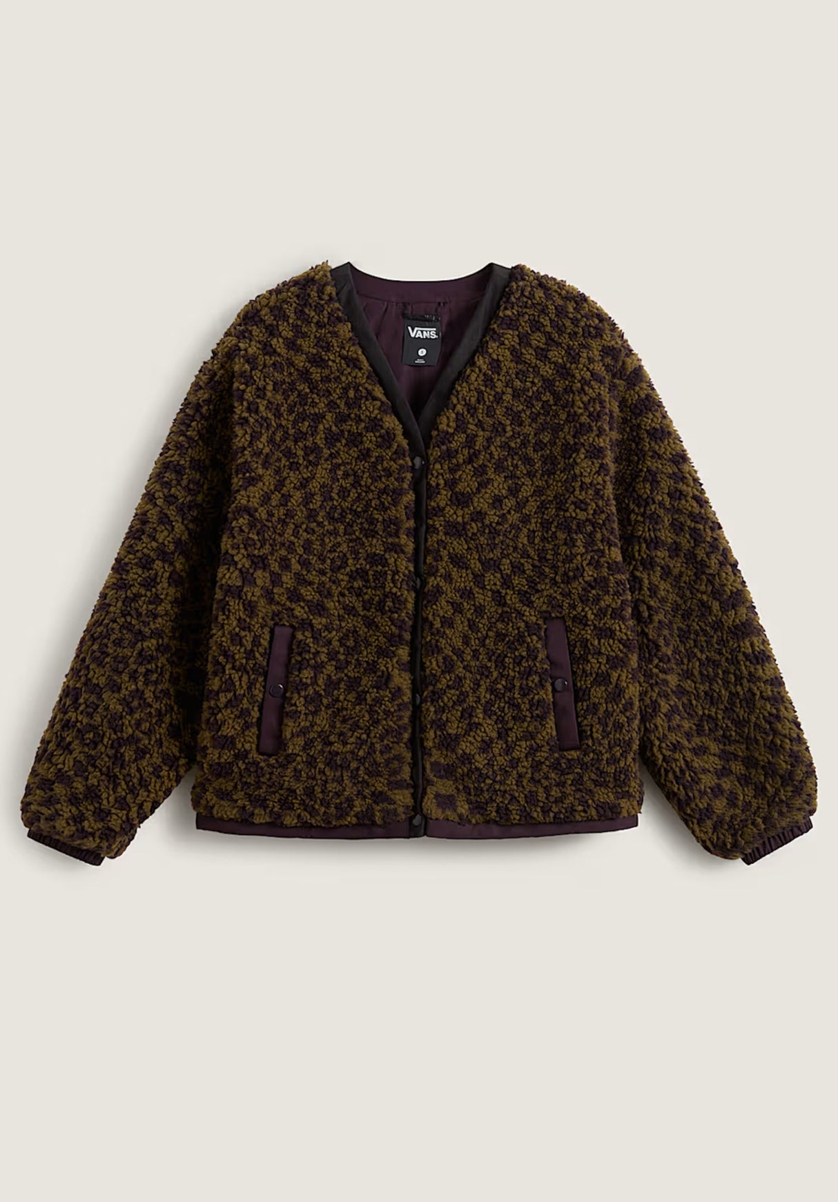 Suffolk Cheetah Check Pile Coat darkport Vorderansicht