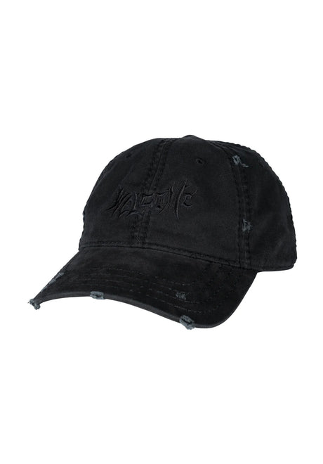 Welcome Distressed Vamp Embroidered 6-Panel Twill Unstruct Cap black – Front view