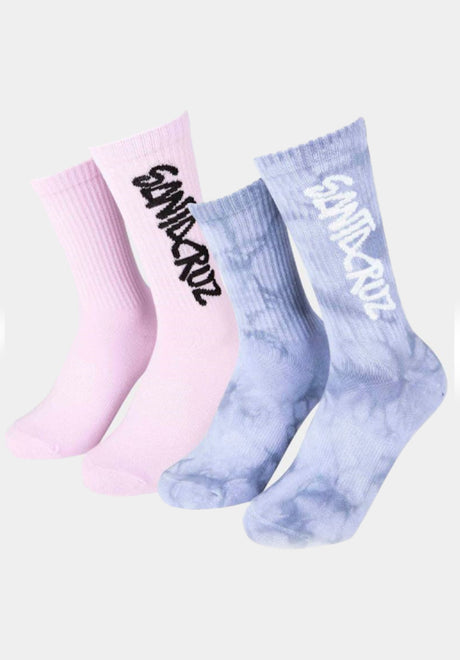 Santa-Cruz Dizzy Strip Socks (2 Pack) Socks pink-acidcloud – Front view