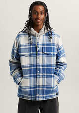 Piedmont Hooded Plaid Shacket oatmealheather-truenavy Vorderansicht