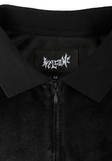 Grain Embroidered Velour Zip black Closeup1