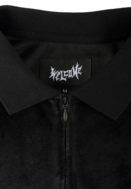 Grain Embroidered Velour Zip black Closeup1