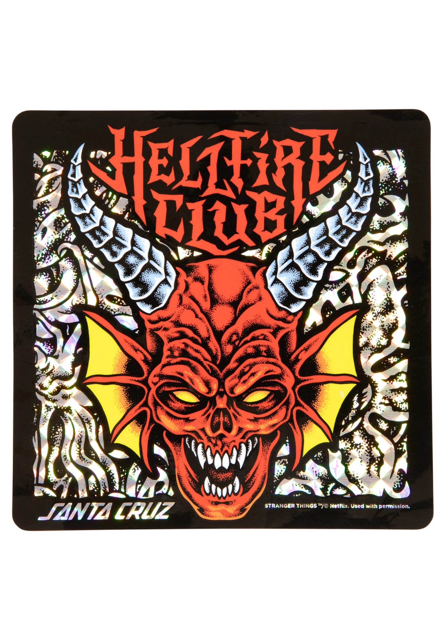 X Stranger Things Hellfire Club Flames Santa-Cruz Planche en glow
