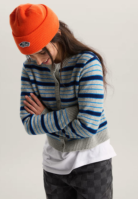 LX Dolly Stripe Cardigan cementheather-brightazure Vorderansicht