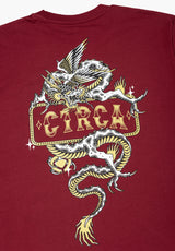 Golden Dragon Tee burgundy Closeup2