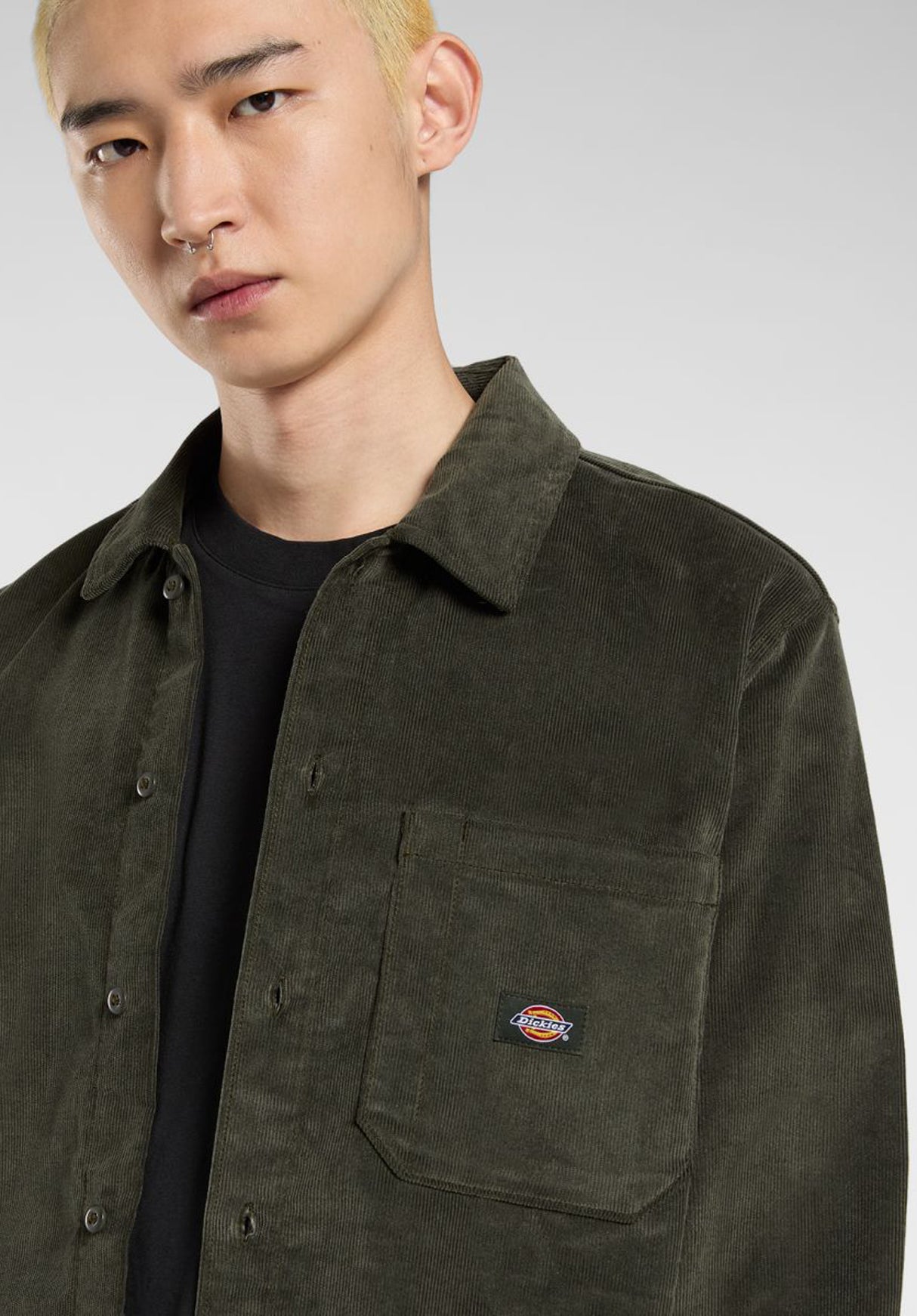 Corduroy Shirt olivegreen Closeup1