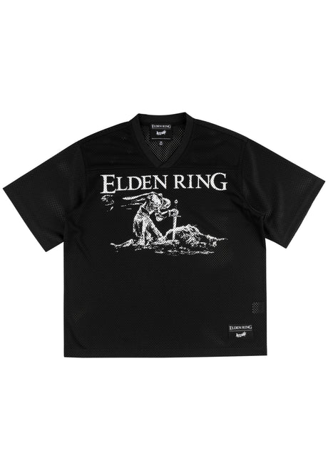 x Eldenring Tarnished Mesh Football Jersey black Vorderansicht