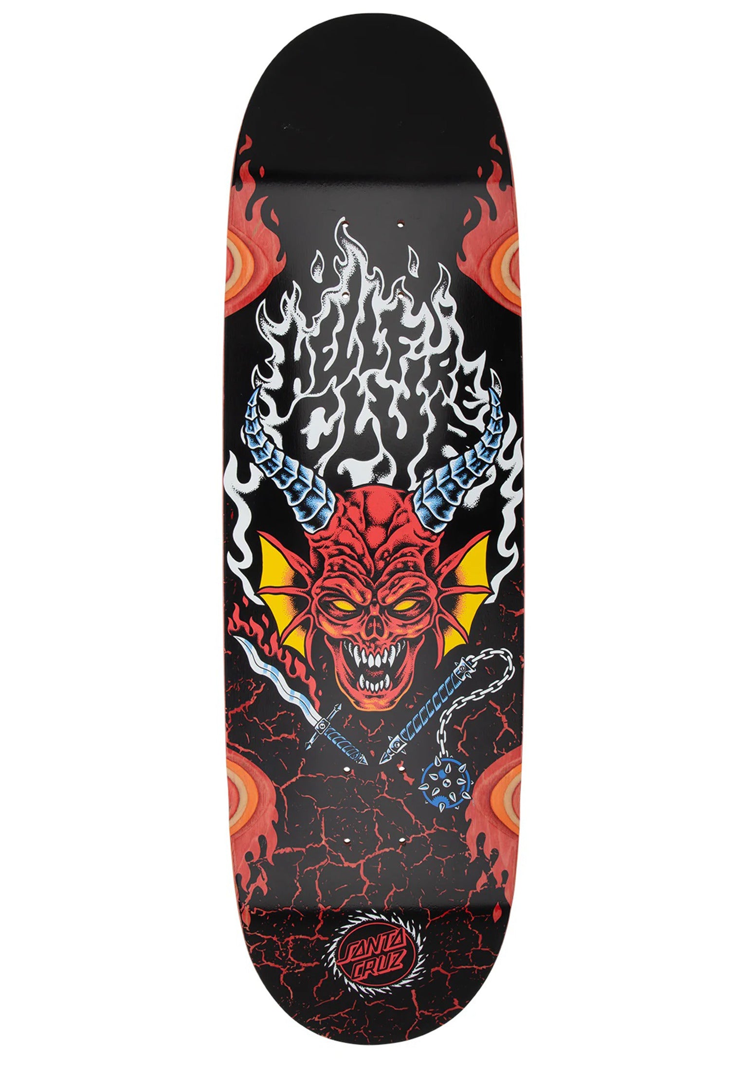 X Stranger Things Hellfire Club Flames Santa-Cruz Deck in glow-in