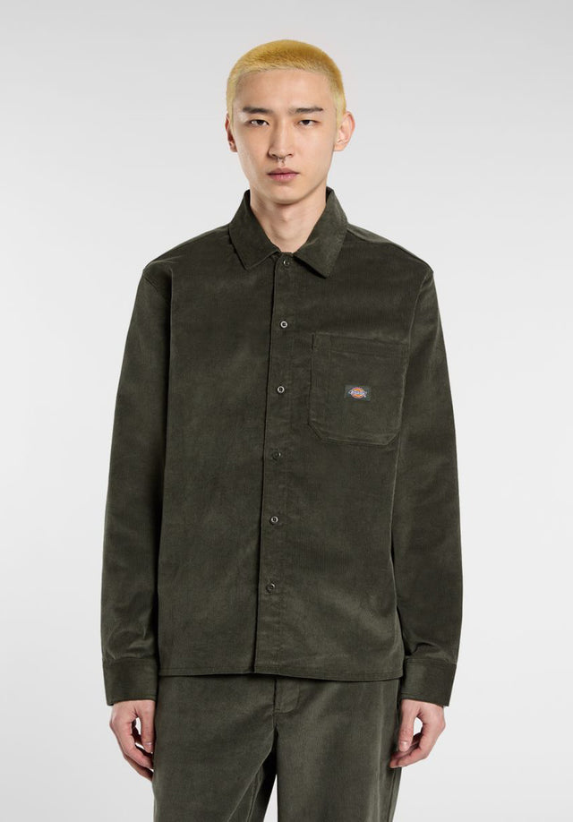 Corduroy Shirt olivegreen Vorderansicht