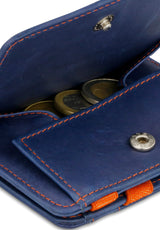 Magic Coin Wallet RFID blue-orange Rueckenansicht