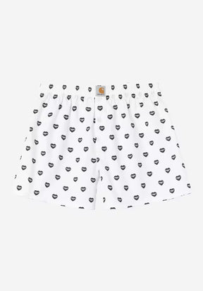 Cotton Boxer heartprint-white-black Vorderansicht