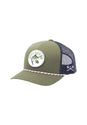 Galloway Low-Profil Trucker Twill Snapback olive-navy Vorderansicht