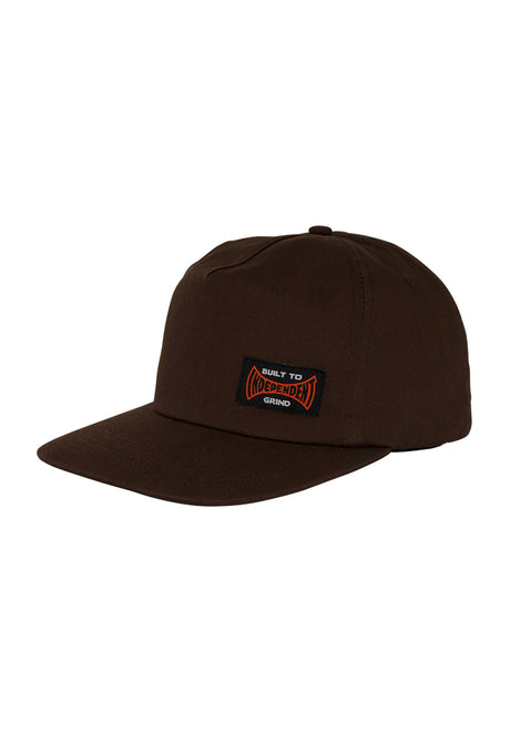Independent Built To Grind 5-Panel Snapback Unstructured Cappellino chocolate – Vista frontale