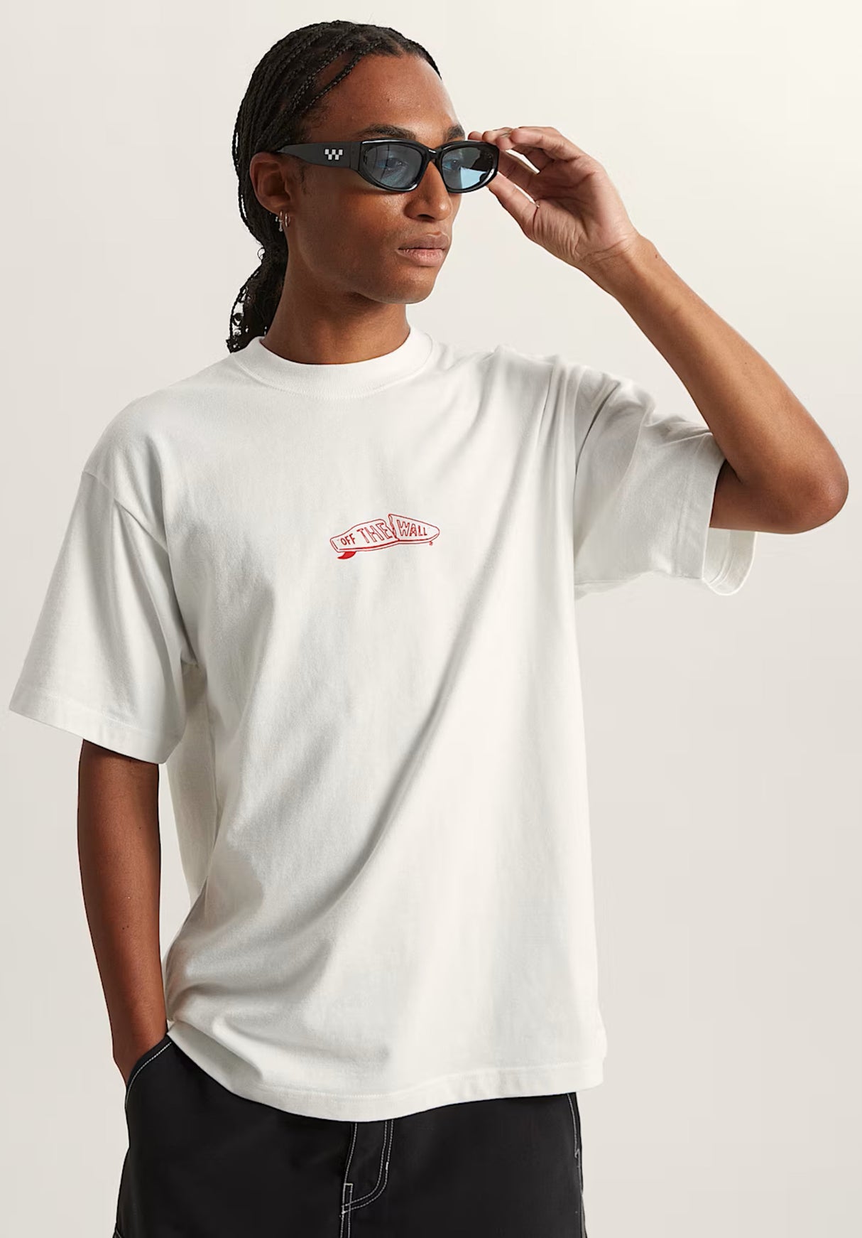 Buckled white Rueckenansicht