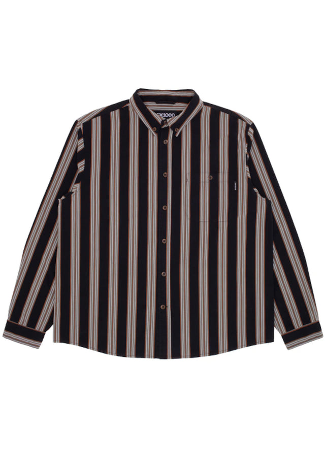 Long Sleeve Button Down black stripe Vorderansicht