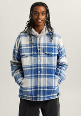 Piedmont Hooded Plaid Shacket oatmealheather-truenavy Vorderansicht