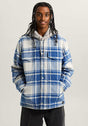 Piedmont Hooded Plaid Shacket oatmealheather-truenavy Vorderansicht