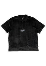 Grain Embroidered Velour Zip black Vorderansicht