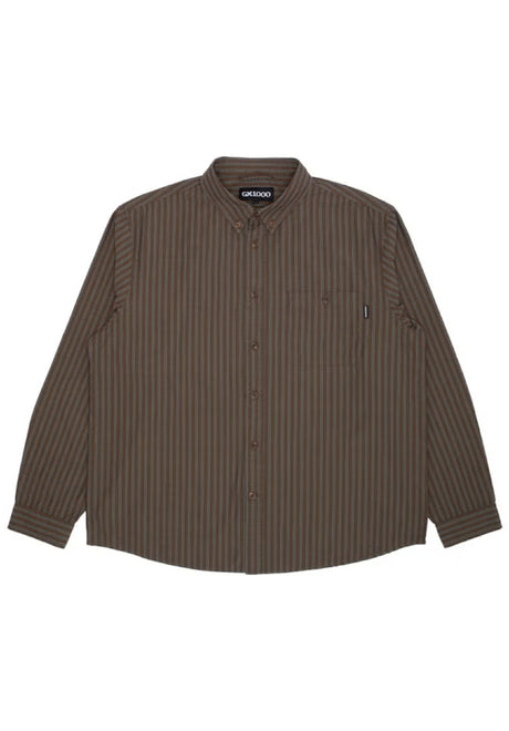 Long Sleeve Button Down brown-stripe Vorderansicht