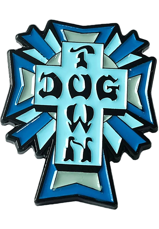 Enamel Pin Cross Logo blue Vorderansicht