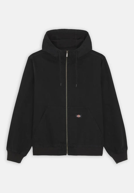 Unlined Canvas Hooded Bomber black Vorderansicht
