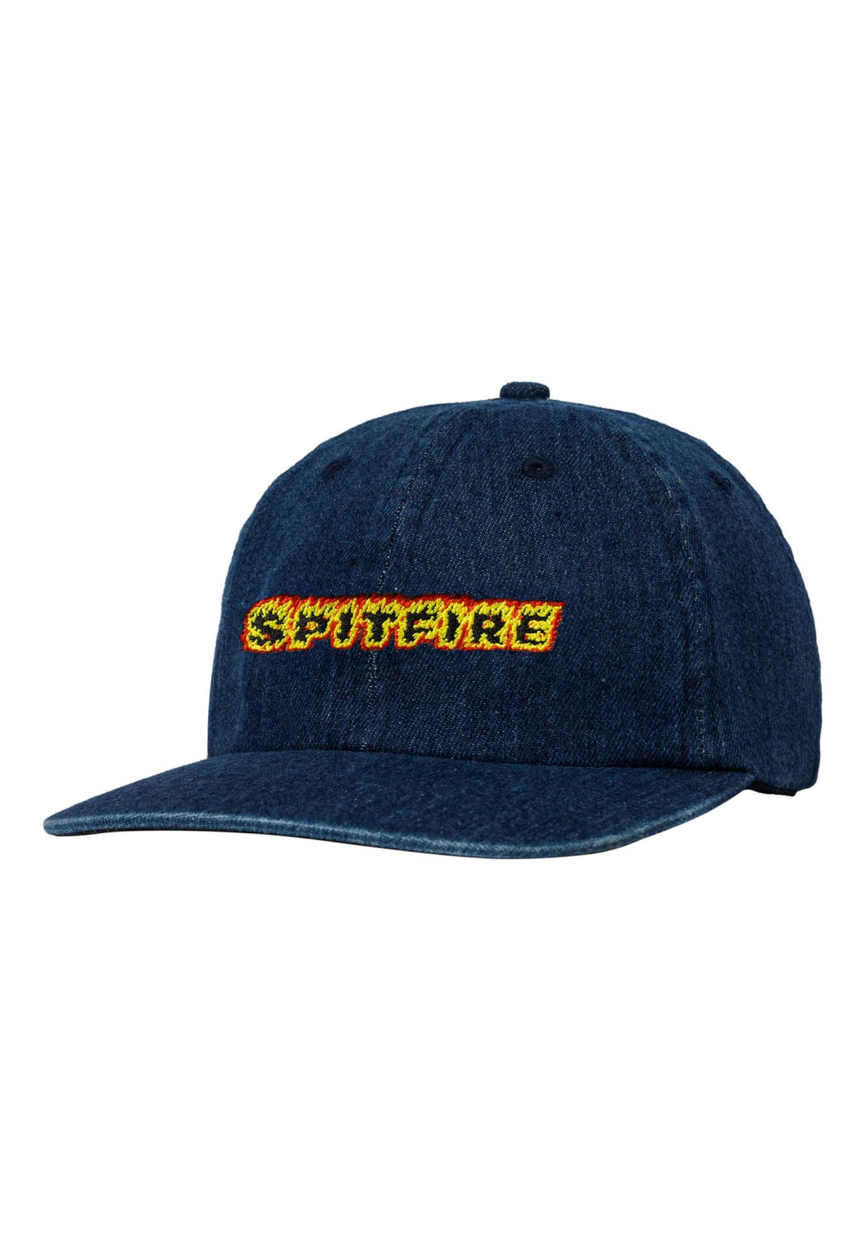 Flames Script Strapback denim Vorderansicht