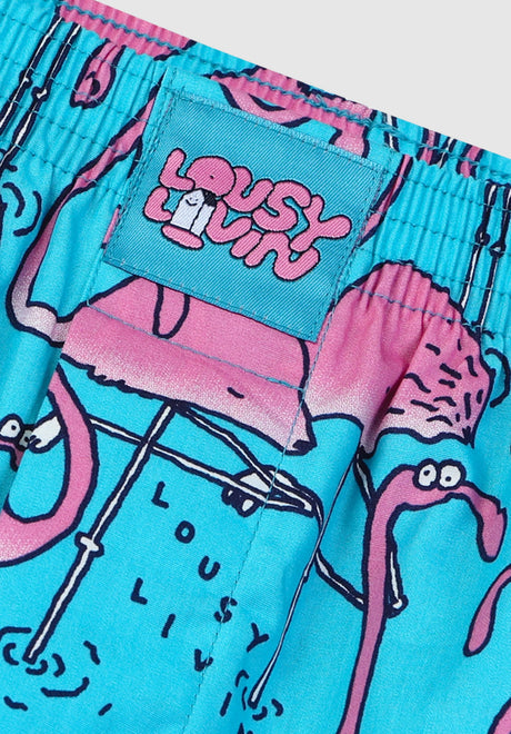 Greater Flamingos scuba-blue Closeup1