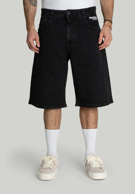 X-Tra Monster Denim Shorts washedblack Vorderansicht