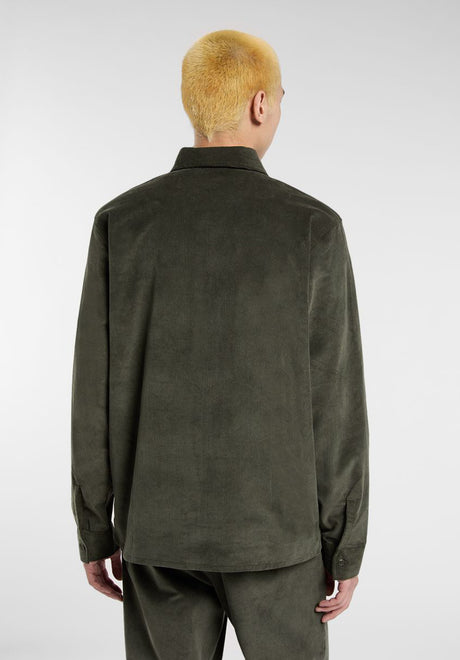 Corduroy Shirt olivegreen Rueckenansicht