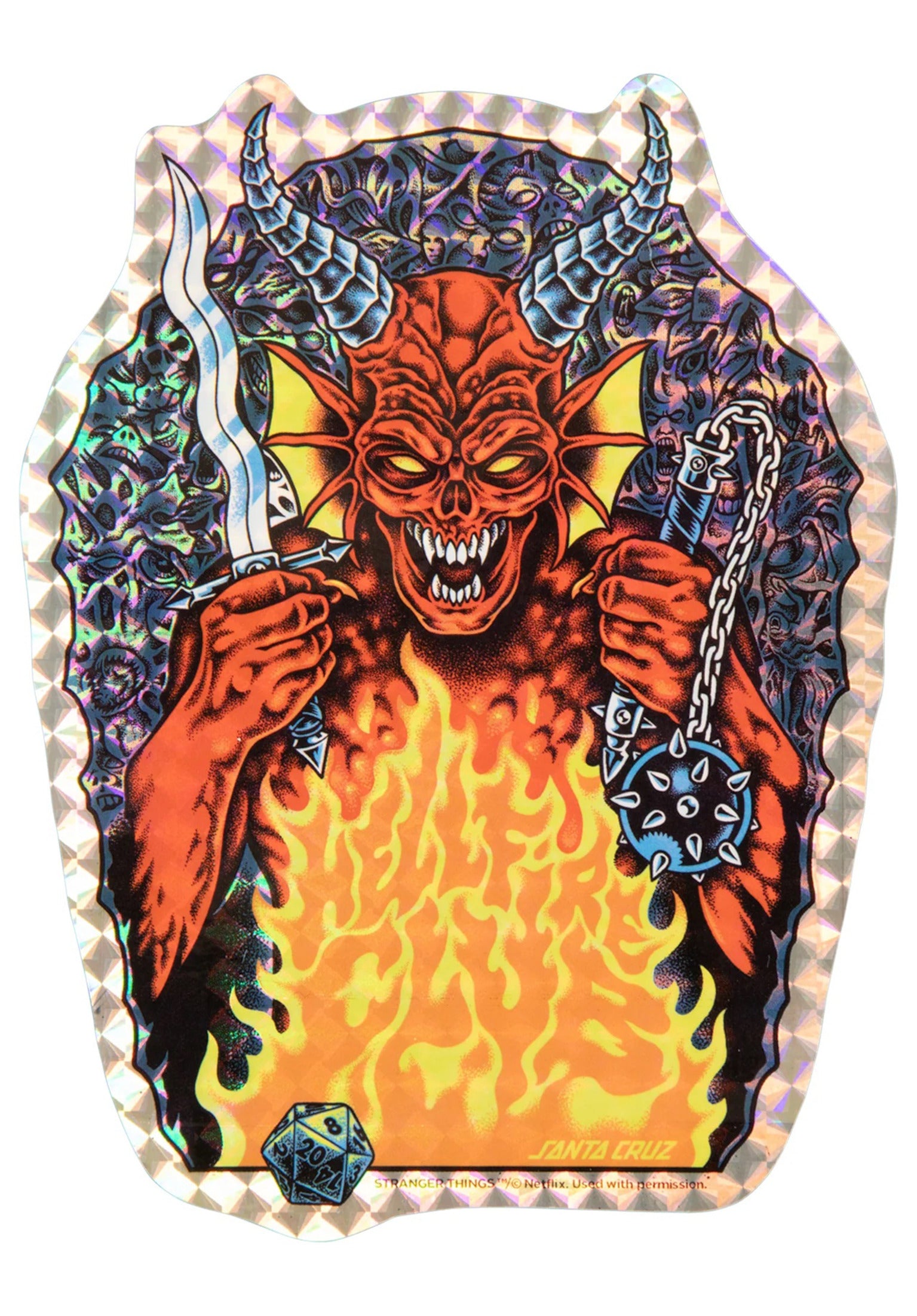 X Stranger Things Knox Hellfire Pit Santa-Cruz Deck in glow-in-the