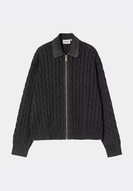 W Carter Sweater Jacket blackgarmentdyed Vorderansicht